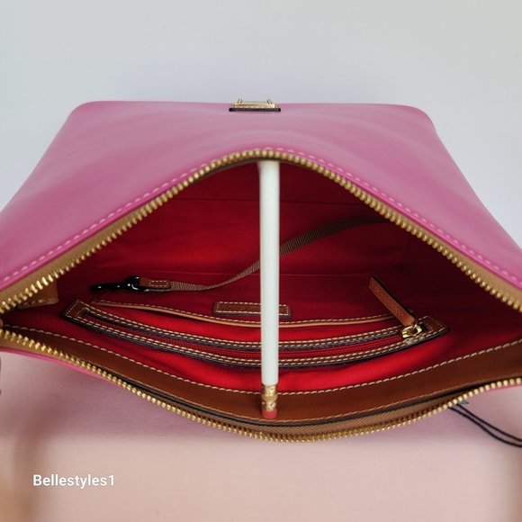 DOONEY & BOURKE Wexford Smooth Leather Hobo Shoulder Bag-Magenta color 🎈$169. - Picture 13 of 16